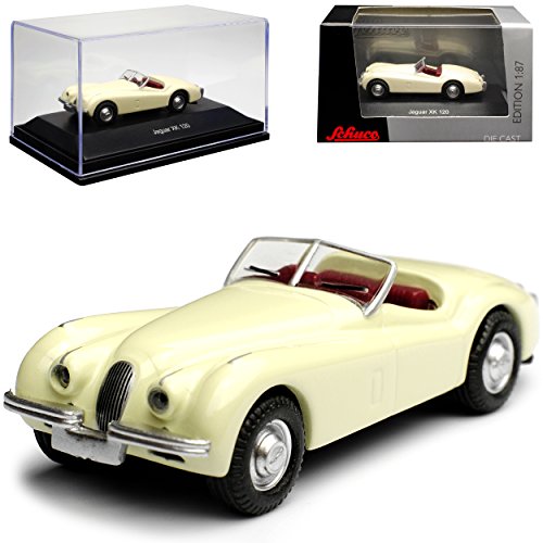 Schuco Jaguar XK 120 Cabrio Beige Weiss 1948-1954 H0 1/87 Modell Auto mit individiuellem Wunschkennzeichen von Schuco