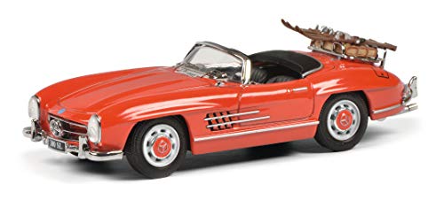 Schuco Mercedes Benz 300SL, Skiurlaub mit Koffer und Ski, Modellauto, 1:43, rot, limitierte Auflage von Schuco