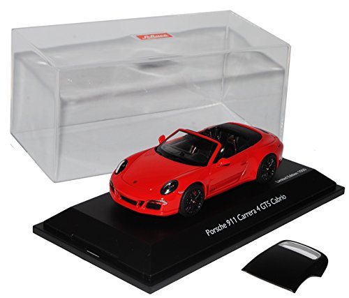 Schuco Porsche 911 991 Carrera 4 GTS Cabrio Rot Ab 2011 1/43 Modell Auto mit individiuellem Wunschkennzeichen von Schuco