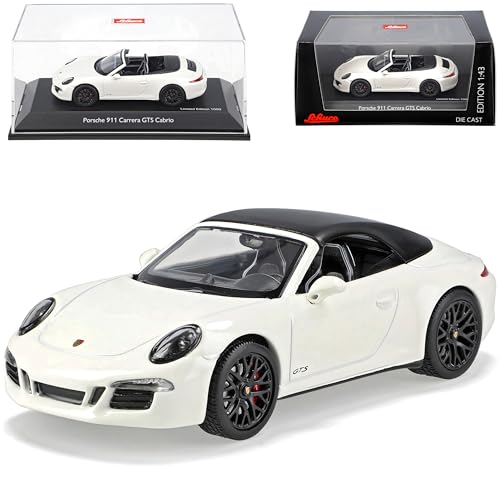 Schuco Porsche 911 991 Carrera GTS Cabrio Weiss Ab 2011 1/43 Modell Auto mit individiuellem Wunschkennzeichen von Schuco