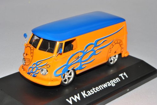 Schuco Volkwagen Kastenwagen Transporter T1 Orange Blau Tuning 1/43 Modell Auto von Schuco