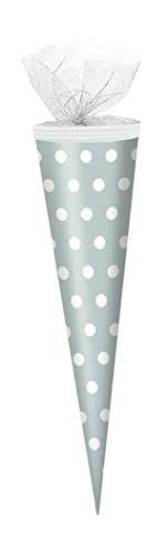 Schultüte / Zuckertüte / 50cm / rund / Farbe: grau mit weiße Punkte Schultüte / Zuckertüte / 50cm / rund / Farbe: grau mit weiße Punkte von Schultüte