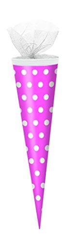 Schultüte / Zuckertüte / 50cm / rund / Farbe: pink mit weiße Punkte Schultüte / Zuckertüte / 50cm / rund / Farbe: pink mit weiße Punkte von Schultüte