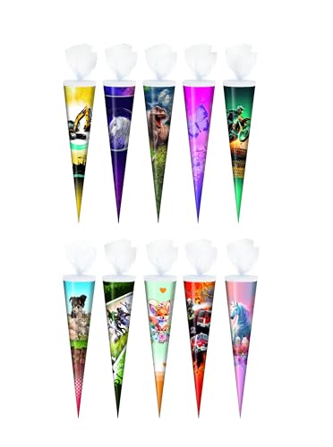 10x Schultüte/Zuckertüte / 50cm / rund von Schultüten