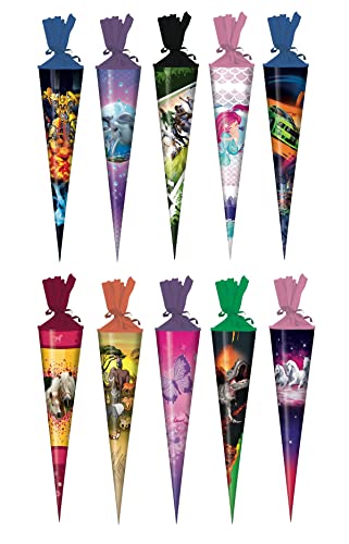 10x Schultüte / Zuckertüte / 25cm / rund von Schultüten