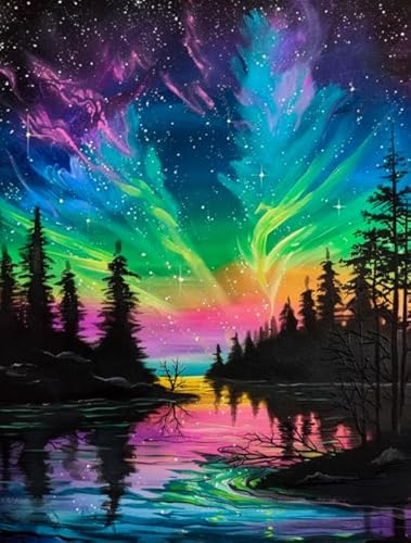 1000 Stück Kunst Puzzle - Colorful Aurorass Sky Scenery Posters - Irregulär Puzzles - Familie Stressabbau Lernspielzeug - Wand Kunst Dekoration - Px140Qz von Schwagebo