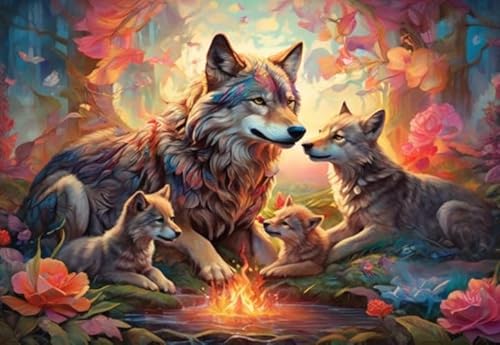 1000 Stück Puzzles - Colorful Kunst Animal Wolfs Picture - Gedächtnis Spiele Für Erwachsene Puzzle - Lernspielzeug Für Familien - Px463Qz von Schwagebo