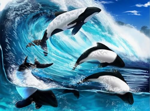 1000 Teile - Animal Dolphins Kunst Plakats - Buntes Puzzle - Adult Decompression Game - Gedächtnis-Kognitions-Spiele Ja177Zp von Schwagebo