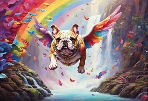 1000 Teile Puzzle - Landscapes Buntes Wingeds Dog Animals Plakats - Personalisiertes Herausforderungs Spielzeug Für Erwachsene - Familie Spaß Herausforderung Spielzeug Ja239Zp von Schwagebo