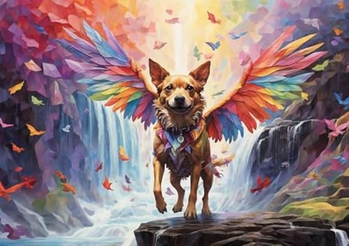 1000 Teile Puzzle - Landscapes Buntes Wingeds Dog Animals Plakats - Personalisiertes Herausforderungs Spielzeug Für Erwachsene - Familie Spaß Herausforderung Spielzeug Ja240Zp von Schwagebo