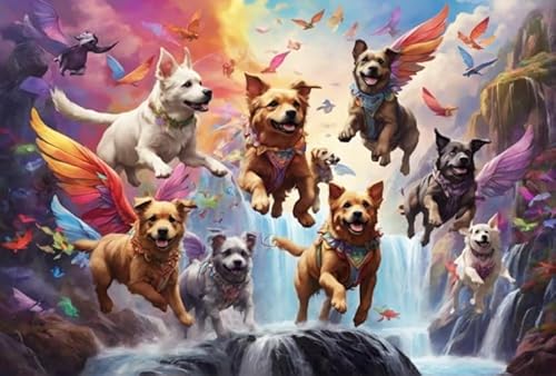 1000 Teile Puzzle - Landscapes Buntes Wingeds Dogs Animals Plakats - Personalisiertes Herausforderungs Spielzeug Für Erwachsene - Familie Spaß Herausforderung Spielzeug Ja245Zp von Schwagebo