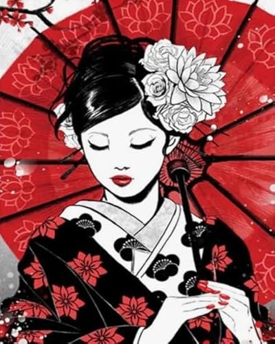Japanese Geishas Red Kunst Plakat - Für Lernspielzeug Für Erwachsene - 1000 Teile - Bunte Puzzle - Irregulär Puzzle Memory-Spiel Yp131Zk von Schwagebo