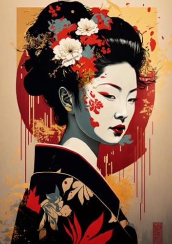 Japanese Geishas Red Kunst Plakat - Für Lernspielzeug Für Erwachsene - 1000 Teile - Bunte Puzzle - Irregulär Puzzle Memory-Spiel Yp133Zk von Schwagebo