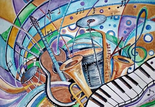 Puzzle 1000 Teile,Musicals Instrumentss Painting,Buntes Kunst Puzzles,Gedächtnis Spiele Für Erwachsene,Familie Stress Relief Spielzeug Ja454Zp von Schwagebo