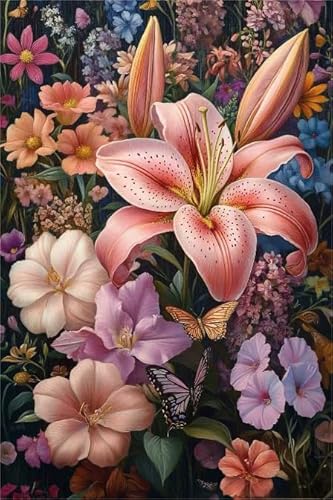 Puzzle 1000 Teile ，Lilyss Colourful Flower Art Oil Painting Bilder ，Puzzles Für Ältere Erwachsene ，Spiele Zur Stressreduzierung Für Die Ganze Familie ，Zuhause Dekoration Kw152Zw von Schwagebo