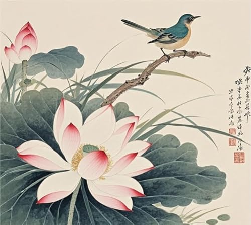 Puzzle 1000 Teile ，Puzzles Für Ältere Erwachsene ，Zuhause Dekoration ，Difficult ，Chinese Style Lotuss Art Painting, Herausforderungs Spiel Für Erwachsene Kw36Zw von Schwagebo