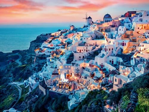 Puzzle 1000 Teile - Greece Landscapes Plakate - Bunte Kunst Puzzle - Lustige Gedächtnis-Kognitions-Spiele - Stressabbau Spielzeug Für Die Familie Yp163Zk von Schwagebo