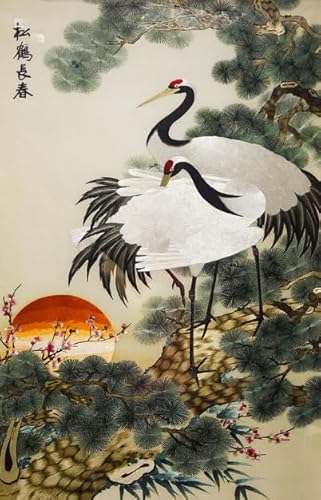 Puzzles 1000 Stück - Chinese Style Cranes Painting - Kunst Puzzle - Alzheimer-Spiele Für Erwachsene - Lernspielzeug Für Familien - Px237Qz von Schwagebo