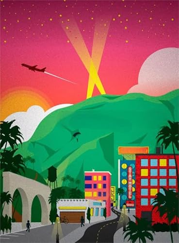Puzzles 1000 Teile,Hollywoods City Retro Travel Illustrationen,Adult Personalisiertes Herausforderungs-Spielzeug, Memory Cognition Puzzle Games Yp351Zk von Schwagebo