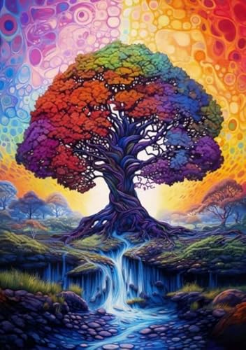 Puzzles 1000 Teile - Abstrakte Kunst Treess Plakats - Buntes Puzzle - Memory Challenge Spiele Für Erwachsene - Familie Stress Relief Spielzeug Ja231Zp von Schwagebo