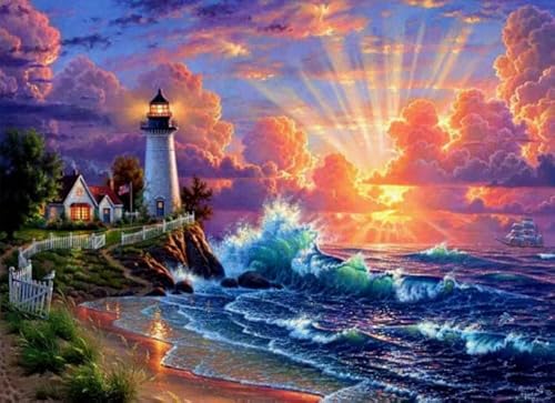 Puzzles 1000 Teile - Lighthouses Seaside Scenery Plakats - Abstrakte Kunst-Puzzle - Lernspiele Für Erwachsene - Personalisierte Herausforderung Spielzeug Ja157Zp von Schwagebo