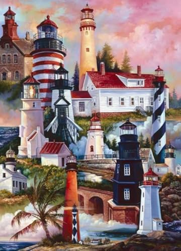 Puzzles 1000 Teile - Lighthouses Seaside Scenery Plakats - Abstrakte Kunst-Puzzle - Lernspiele Für Erwachsene - Personalisierte Herausforderung Spielzeug Ja159Zp von Schwagebo
