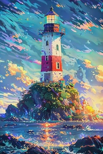Puzzles 1000 Teile - Lighthouses Seaside Scenery Plakats - Abstrakte Kunst-Puzzle - Lernspiele Für Erwachsene - Personalisierte Herausforderung Spielzeug Ja160Zp von Schwagebo