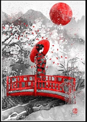 Puzzles 1000 Teile - Vintage Geishas Japanisch Kunst Painting - Red Puzzle - Gedächtnis Spiele Für Ältere Menschen - Lernspielzeug Für Familien Ja127Zp von Schwagebo