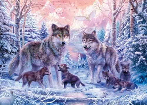 Puzzles 1000 Teile - Wolfs In The Snow Plakats - Erwachsene Familie Puzzle Challenge Toy - Senioren-Memory-Spiel - Wand Kunst Dekoration Ja310Zp von Schwagebo