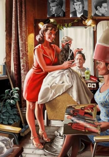 Retro Barbershop Oil Painting - Abstrakte Kunst Puzzles - Gedächtnis- Und Wahrnehmungs Spiele - Stressabbau-Spielzeug Für Die Familie - Puzzle 1000 Stück - Sk36Zp von Schwagebo