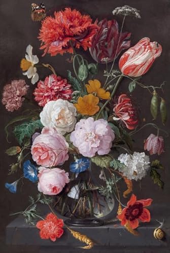 Retro Flowers Malerei - 1000 Teile - Puzzle - Memory-Spiele Für Erwachsene Und Familien - Schreibwaren Für Ältere Menschen Kunst Plakate Yp61Zk von Schwagebo