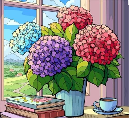 Zuhause Dekoration - Wand Kunst Dekoration- Elderly Gedächtnis-Erkennungs Spiel - Colour Hydrangeas Flower Oil Painting Art Bilder - Puzzle 1000 Teile Kw107Zw von Schwagebo