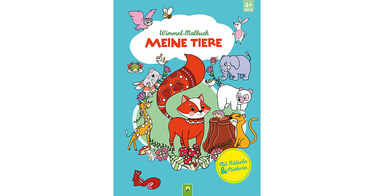 Buch - Wimmel-Malbuch Meine Tiere mit Rätseln & Stickern von Schwager & Steinlein Verlag