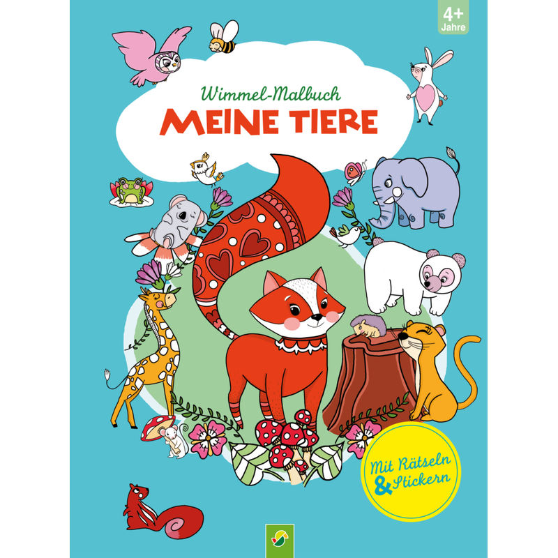 Wimmel-Malbuch Meine Tiere mit Rätseln & Stickern von Schwager & Steinlein