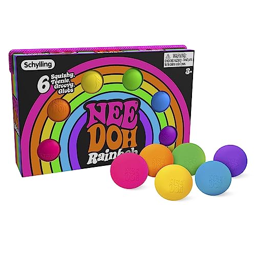 Schylling - Rainboh Teenie Nee Doh Stressbälle – 6-teiliges Zappelspielzeug-Set, Regenbogen-Sensorbälle, Angstspielzeug zum Stressabbau, ungiftiges Teigmaterial von Schylling