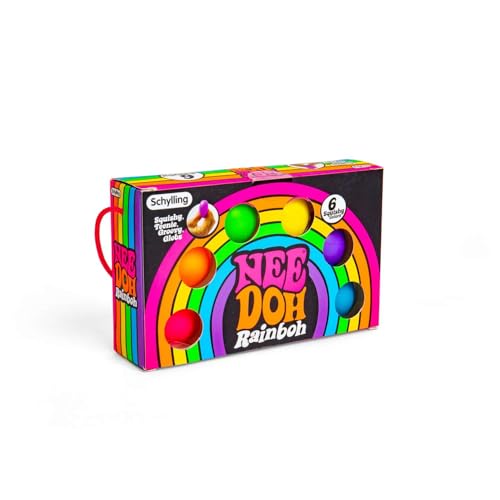 Schylling - Rainboh Teenie Nee Doh Stressbälle – 6-teiliges Zappelspielzeug-Set, Regenbogen-Sensorbälle, Angstspielzeug zum Stressabbau, ungiftiges Teigmaterial Schylling - Rainboh Teenie Nee Doh Stressbälle – 6-teiliges Zappelspielzeug-Set, Regenbogen-Sensorbälle, Angstspielzeug zum Stressabbau, ungiftiges Teigmaterial von Schylling