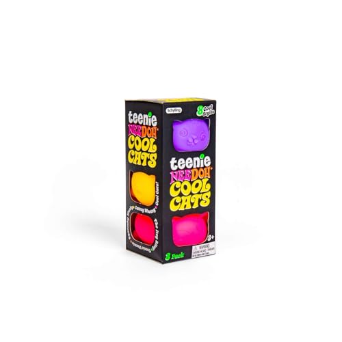 Schylling NeeDoh Teenie Cool Cat – sensorisches Quetschspielzeug – enthält 3 Mini-Groovy Globs – 3,8 cm breit – Farbe kann variieren (1 Stück) von Schylling