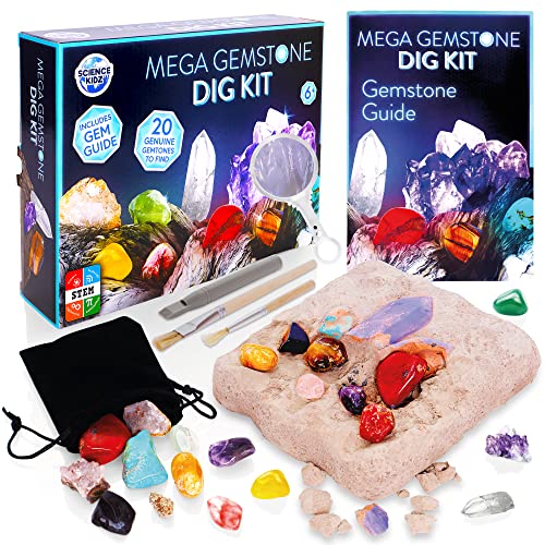 Science Kidz Mega-Edelstein-Grabset – 20 echte Edelsteine und Kristalle – Edelstein-Ausgrabungssets für Kinder – Edelstein-Grabungsset – Graben für Edelsteine, Steine, Kristalle und Felsen Science Kidz Mega-Edelstein-Grabset – 20 echte Edelsteine und Kristalle – Edelstein-Ausgrabungssets für Kinder – Edelstein-Grabungsset – Graben für Edelsteine, Steine, Kristalle und Felsen von Science Kidz