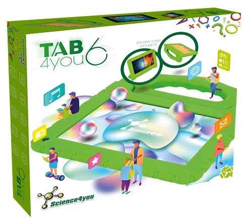Science4you Tab4you 6 - Kindertablette Android mit HD Cámera für Kinder +8 Jahre mit kinderfeste silikonhülle, Elektronisches und Lernsspielzeug für Jungen und Mädchen 8 – 14 Jahre von Science4you