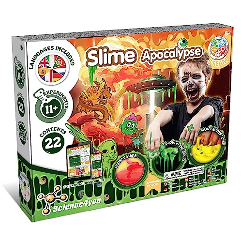 Science4you Apokalypse Schleim Selber Machen Set - Slime Set zum Selbermachen + Asmr Zubehör: Slime Fluffy, Butter Slime, Glitzerknete, Spiele, Spielzeug, Geschenke ab 8+ Jahre für Jungen und Mädchen von Science4you