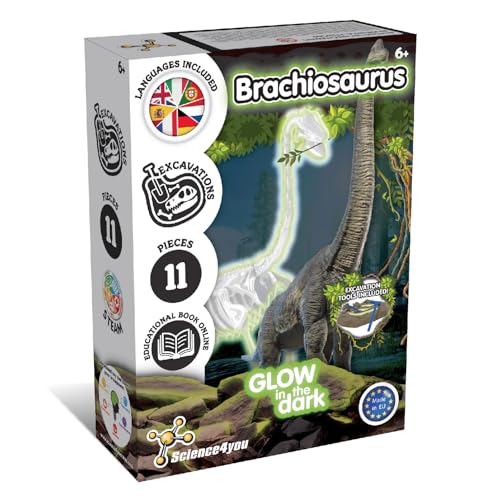 Science4you Brachiosaurus Ausgrabungsset - Archeologie Set für Kinder das im Dunkeln leuchtet, Graben Sie Ihr Dinosaurier Spielzeug, Geschenk, Dino Spiel für Jungen und Mädchen, Mittel Science4you Brachiosaurus Ausgrabungsset - Archeologie Set für Kinder das im Dunkeln leuchtet, Graben Sie Ihr Dinosaurier Spielzeug, Geschenk, Dino Spiel für Jungen und Mädchen, Mittel von Science4you