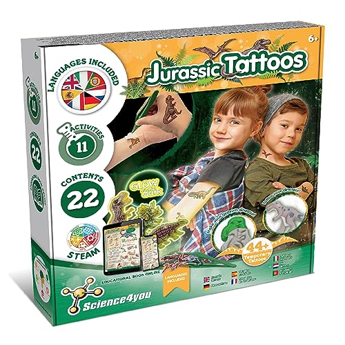 Science4you Dinosaurier Set Kinder, Mach Deine eigenen Temporäre Tattoos, Spielzeug und Spiel, Dino Geschenk für Jungen und Mädchen 6+ Jahre Science4you Dinosaurier Set Kinder, Mach Deine eigenen Temporäre Tattoos, Spielzeug und Spiel, Dino Geschenk für Jungen und Mädchen 6+ Jahre von Science4you