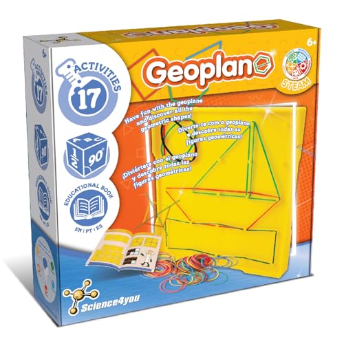 Science4you - Geoplane Set für Kinder ab 6+ Jahren - Lernspielzeug mit 17 Aktivitäten, Ideales Geometrie Set mit Geometrischen Formen und Mathe Spielen, Schulspielzeug für Kinder 6 7 8 9 Jahren von Science4you