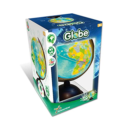Science4you Globus Beleuchtet für Kinder +8 Jahre - Interaktiver Globus und Kinderatlas: Globus Deko auf Englisch mit Weltkarte, Spiel des Wissens und Geographie Spiel, Lernspiele für Kinder 8+ Jahre von Science4you