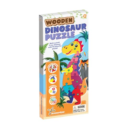Science4you Holzpuzzle ab 3 Jahren-Kleinkind-Puzzle, um Zahlen zu Lernen, 11 Teile Dinosaurier-Spielzeug, Lernspielzeug für Kinder Alter 2 3 4 von Science4you
