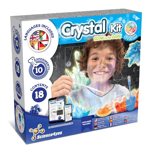 Science4you Kristalle Selbst Zuchten 8+ Jahre - Chemiekasten + 8 Experimente fur Kinder ab 8, Kristalle Zuchten und Edelsteine, Spiel und Geschenk fur Jungen und Madchen ab 8 von Science4you