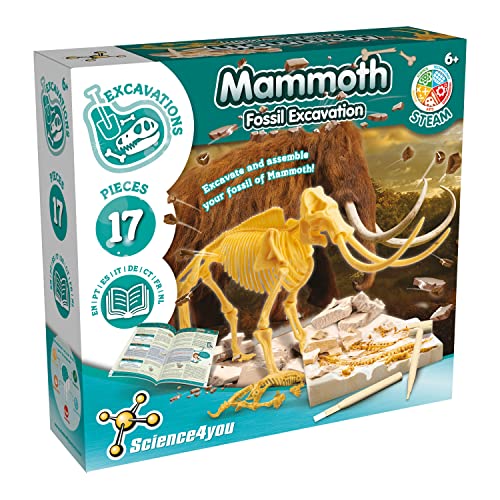 Science4you Mammut Dino Ausgrabungsset Kinder +6 - Archäologie Set Für Kinder mit 17 Teilen, Grab Dein Dinosaurier Spielzeug - Experimentierkasten, Kinder +6 Jahre von Science4you