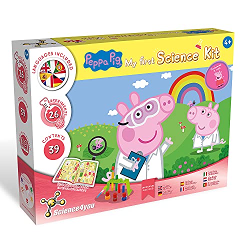 Science4you - Mein Erster Experimentierkasten mit Peppa Wutz - Wissenschaftskit Peppa Pig, 26 Experimenten für Kinder ab 4: Seifenblasen, Fingerfarben herstellen, Kinderspielzeug ab 4-7 Jahren, Mittel von Science4you