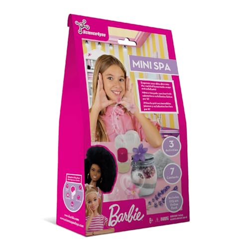 Science4you Mi Primer Spa Zen von Barbie - Barbie Princess Style Set zur Seifenherstellung, buntes und duftendes Badesalz und mehr, Schönheitsspielzeug, Kosmetikgeschenk für Mädchen ab 7 8 9+ Jahren von Science4you