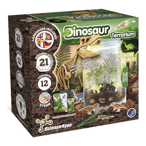 Science4you Ökosystem im Glas - Flaschengarten Komplettset für Kinder + Dino Spielzeug, die im Dunkeln leuchten, Terrarium + 21 Jurassic Aufkleber, Spiel, Geschenke für Jungen und Mädchen ab 6 Jahre Science4you Ökosystem im Glas - Flaschengarten Komplettset für Kinder + Dino Spielzeug, die im Dunkeln leuchten, Terrarium + 21 Jurassic Aufkleber, Spiel, Geschenke für Jungen und Mädchen ab 6 Jahre von Science4you